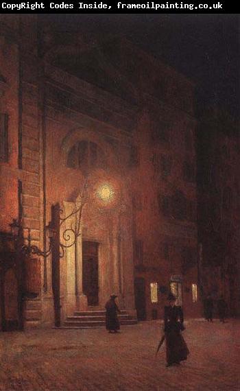 Aleksander Gierymski Street at night